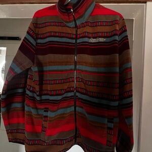 Grand Cayon Striped Red and Brown fleece Zip-Up Jacket